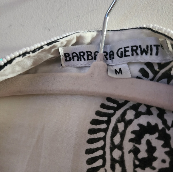Barbara Gerwit beaded WHITE/BLACK  coverup/tunic/mini dress M - Picture 7 of 7